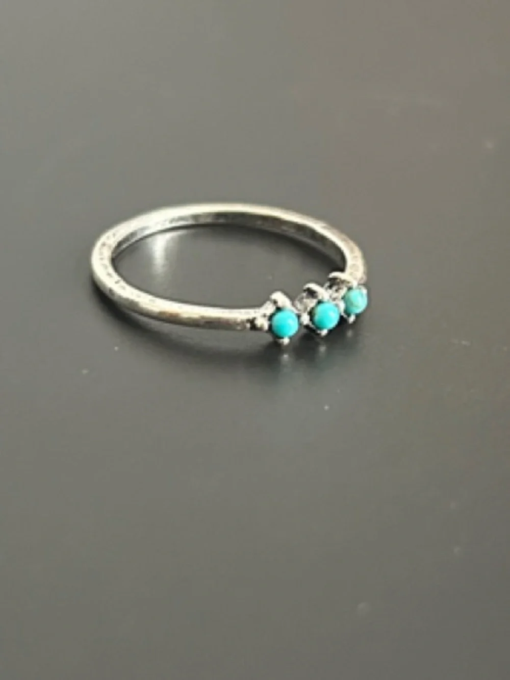 NWOT Silver and Turquoise Color Stackable Ring Set - Picture 5 of 5